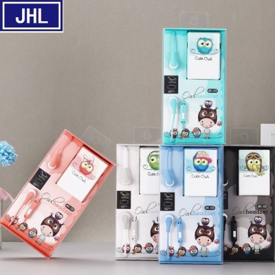 JHL-135 Cartoon Gift Headset with Microphone Color Printing with Storage Box Mobile Phone Holder Blister Box.