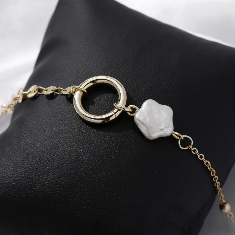 韩国东大门同款合金镂空链条几何形贝壳手链 时尚气质女士手环