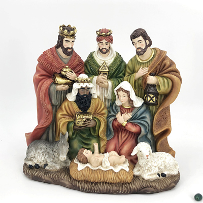 Resin Craft Ornament Christian Catholic Jesus Birth Ornaments 6-Person Group without Lights Jiayuan Porcelain