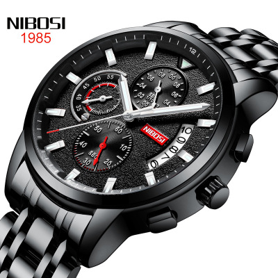 Nibosi Foreign Trade Popular Style Watch Men's Waterproof Luminous Multifunction Quartz Watch Stainless Steel Strap Student Watch