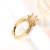 2021 New Korean Version of Chanel's Style Zircon Flower Ring Personality Simple and Light Luxury Gold Plated Cold Wind Open Ring