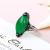 New Retro Noble Temperament Simulation Green Chalcedony Garnet Big Stone Ring Female Imitation Thai Silver Popular Ring