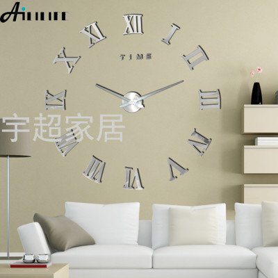 DIY Three-Dimensional Roman Large Wall Clock Creative Living Room Clock Modern Minimalist Wall Sticker Clock Amazon Wall Clock