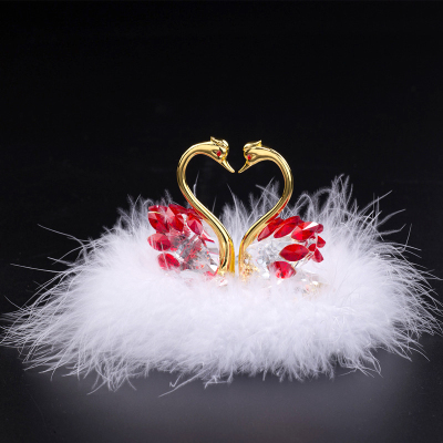 Car Decoration Furry Crystal Swan Perfume Holder Car Decoration Wholesale Car Crystal Double Swan Perfume Holder