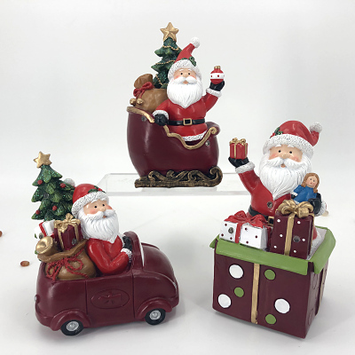 Resin Craft Ornament Christmas Gift Santa Claus Train Sled Music Box Music Box Christmas Tree