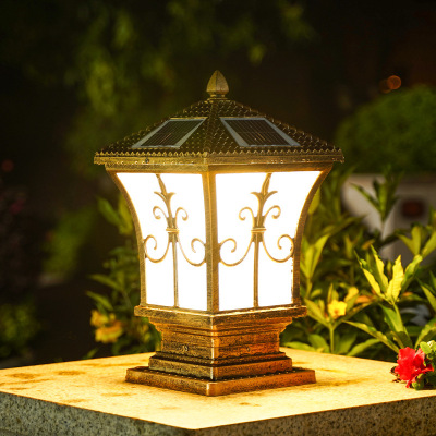 Solar Pillar Lamp Factory Direct Supply Outdoor Courtyard Wall Lamp LED Lighting Garden Villa Gate Pillar Lamp