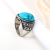 Ring European and American Imitation Crack Blue Bracelet Vintage Resin Colored Glaze High Profile Fashion Alloy Diamond-Embedded Bold Ring