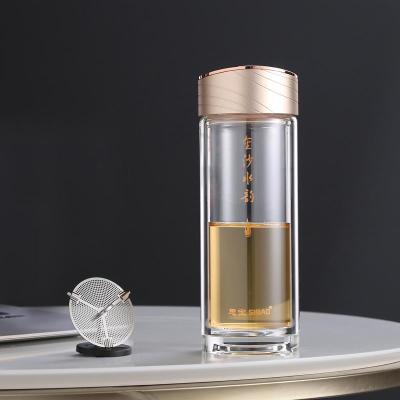 Sibao Glass Sands Water Charm Men and Women Tea Cup Double Layer Glass Cup Portable Portable Water Cup Gifting Tea Cup