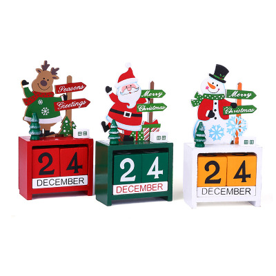 Wooden Christmas Calendar Ornaments Crafts Christmas Gifts Wooden Santa Claus Snowman Elk Calendar