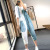 Qiqi Drawing Summer Jeans Color Matching Retro Artistic Ripped Loose All-Matching Slimming Harem Suspender Pants for Women