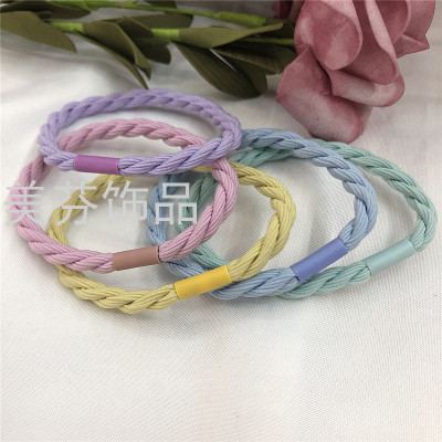 Candy Color Thick Twisted Ring Hair Rope Hair Ring Japanese, Korean, European and American Cross-Border