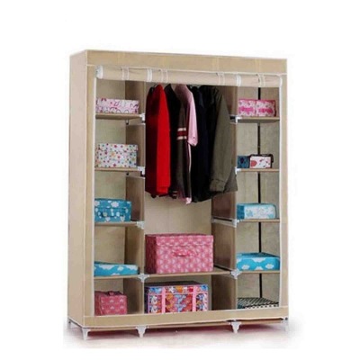 Wardrobe Simple Cloth Wardrobe Simple Modern Economical Assembly Fabric Wardrobe and Cabinet Cloth Hanger Made of Cloth Space-Saving Rental
