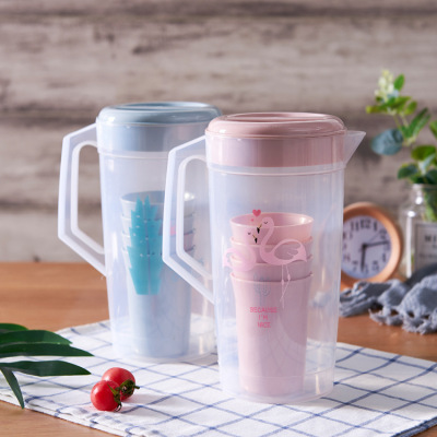 Summer Plastic Water Bottle Set One Pot Four Cups Cold Water Bottle Tea Set Creative Water Pitcher Promotion Gift Customization