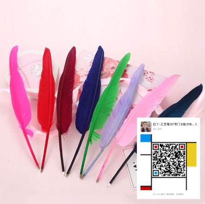 Creative Retro Natural Goose Feather Craft Pen Personality for Men and Women Student Writing Ballpoint Pen