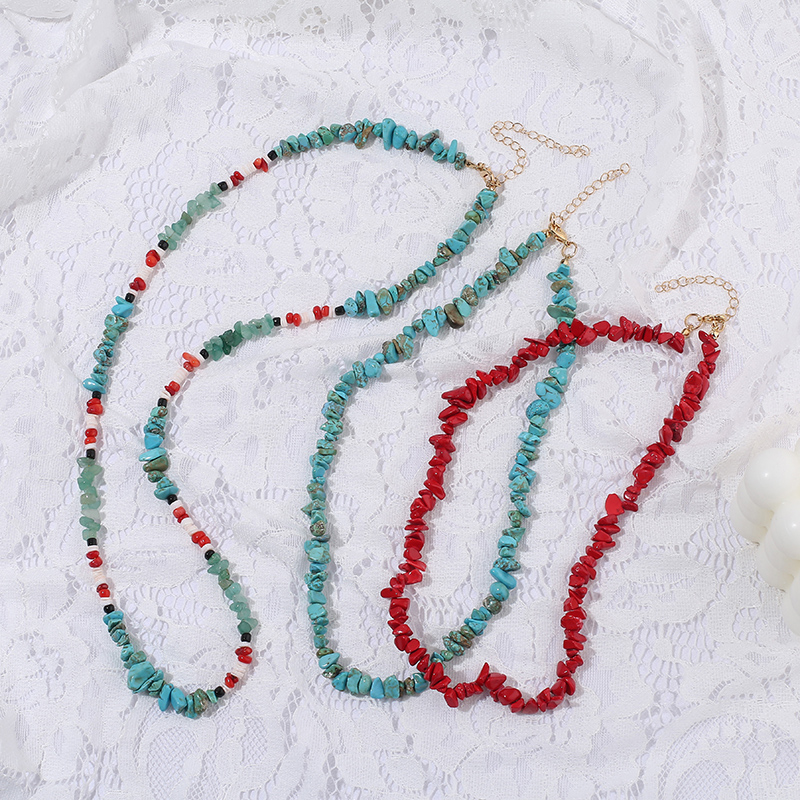 跨境新品亚马逊热卖夏威夷海滩风天然石碎石项链时尚创意项链批发