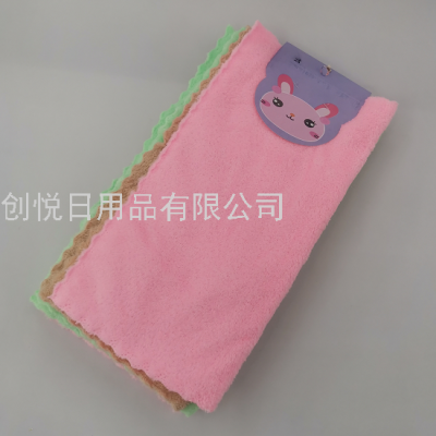 Coral Fleece Kitchen Cleaning Cloth More than Dish Towel Colors Wave Edge Wiping Furniture Cleaning Cloth