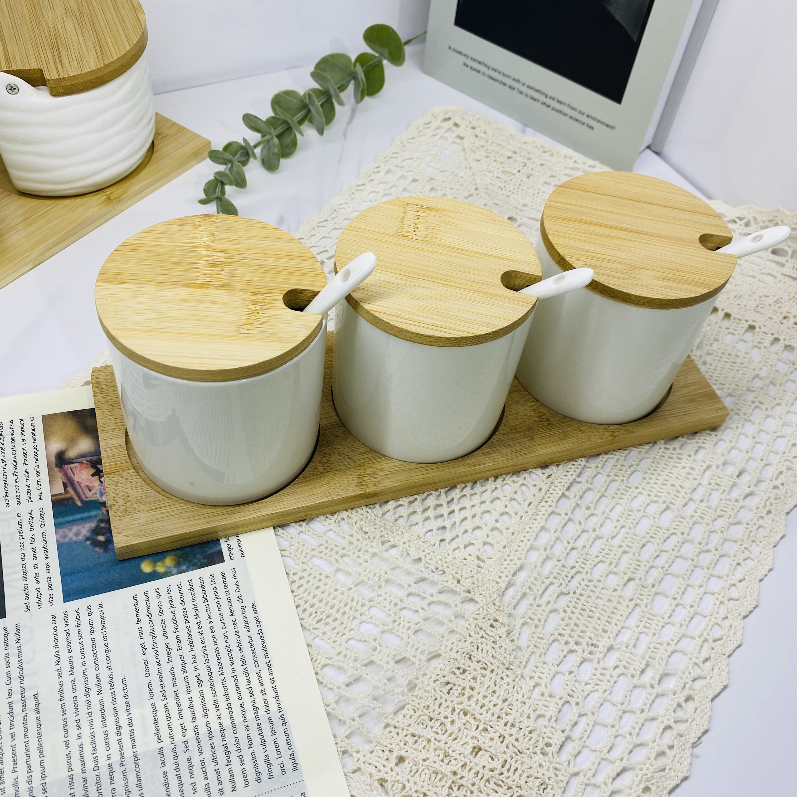 家用日式调料盒厨房油烟罐陶瓷调味罐辣椒油罐四件套厨房用品杯