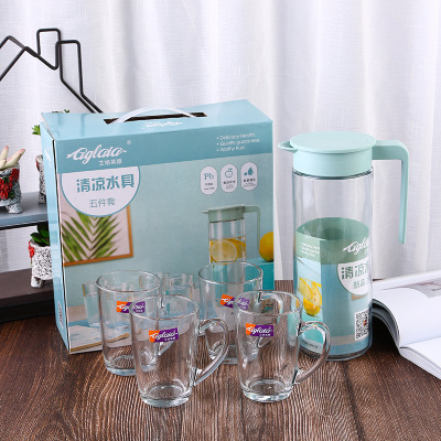 Ageria Cold Water Pot Set Drinking Ware Match Sets Juice Jug Lead-Free Glass Household Cool Kettle Gift Wholesale