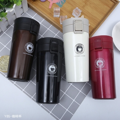 Y85-Coffee Cup Double Layer Vacuum Stainless Steel Vacuum Cup Portable Cup Unisex Bounce Cover Coffee Cup