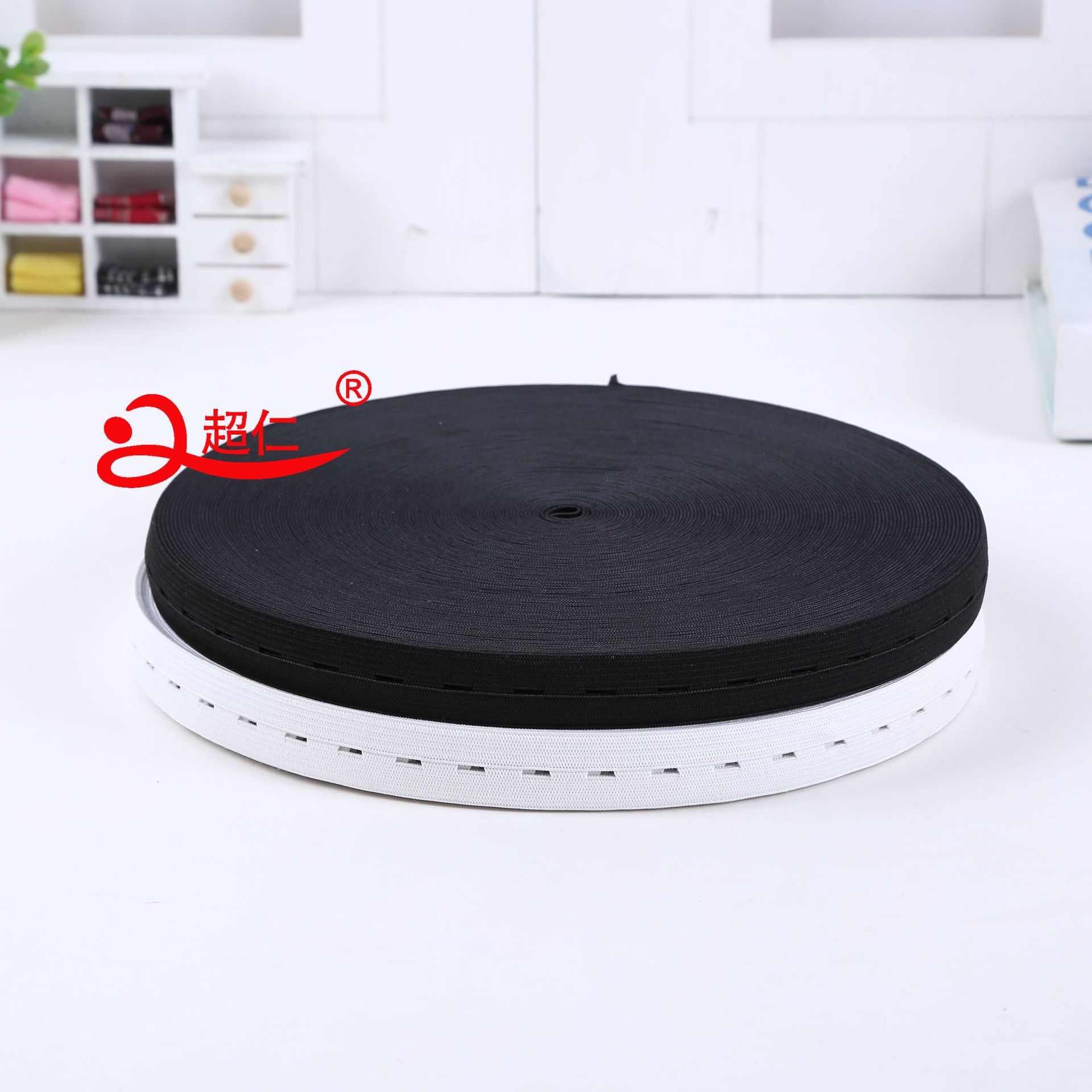 弹性带带孔弹性绳 纽扣松紧带 可调节扣眼 钩编弹性孕妇松紧织带