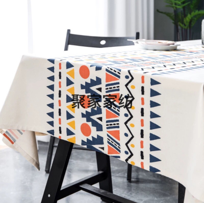 Geometric Bohemian Nordic Tablecloth Building Blocks Japanese Magazine Cotton and Linen Fresh Internet Celebrity Ins Fabric Dining Table Cloth Tablecloth