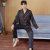Autumn New Men's Home Wear Square Silk-like Long-Sleeved Trousers Ice Silk Cardigan Pajamas Suit Can Be Worn out