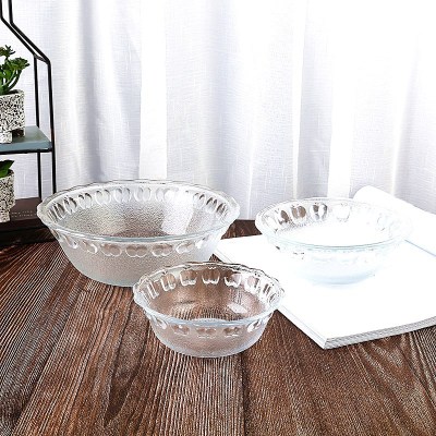 Clear Glass Bowl Fruit Salad Bowl Household Heat-Resistant Dessert Bowl Soup Bases Large Bowl Small Bowl