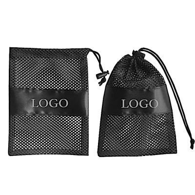 Polyester Pull String Mesh Bag Mesh Buggy Bag Drawstring Mesh Packaging Bag Support Customized Logo