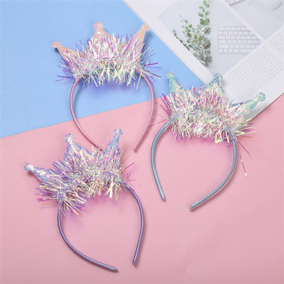 2021 Flash Gold Silk Crown Led Luminous Headband Headband Hair Accessory Toy Princess Hair Band Stall Hot Sale
