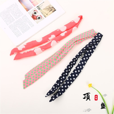 Diverse Silk Scarf Style Colorful Polka Dot Iron Wire Hair Band Headband Rabbit Ears Bow Hair Accessories Headwear Hairpin