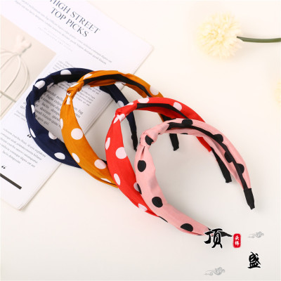 Retro Wide-Edged Headband Hair Accessories Hair Hoop Women's All-Match Polka Dot Korean Style Mori Style Headband