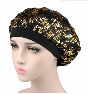 2018 New Wide-Brimmed Satin Nightcap Chemotherapy Hat Shower Cap Cross-Border E-Commerce Supply