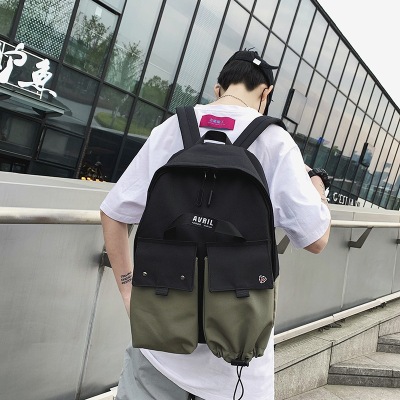 2020 New Schoolbag Female Korean High School Student Double Pocket Contrast Color Junior High School Student Harajuku Ulzzang Backpack