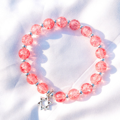 Six-Pointed Star Cracked Cystal Crystal Bracelet Female Candy Color Stall Hot Sale Colored Glaze Fresh Beaded Bracelet