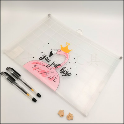 Factory Direct Sales Flamingo Printed Zipper Bag Student Paper Bag A4 File Bag Information Bag Paper Bag