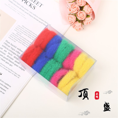 Colorful Soft and Adorable Imitation Rabbit Fur Plush Hair Ring Headband Hair Accessories Cute Ponytail Rubber Band Headdress