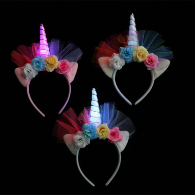 Unicorn Luminous Headband Ball Concert Birthday Party Children's Toy Headband Night Market Stall Hot Sale