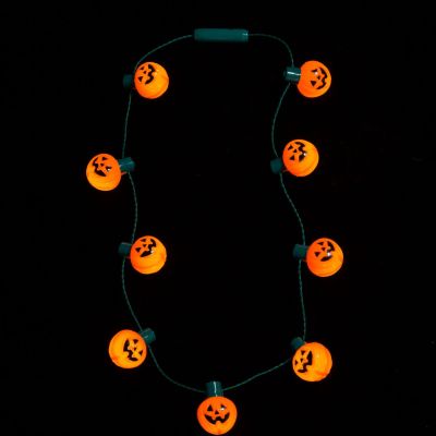 2021 Flash Led Glowing Ghost Pumpkin Ghost Head Necklace Party Decoration Luminous Toy Stall Night Market Hot Sale