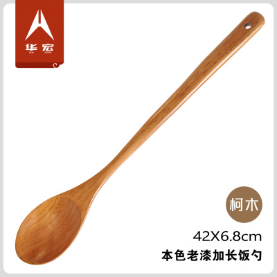Creative Korean-Style Cormu Lengthened Meal Spoon Natural Color Old Paint Soup Spoon Long Handle Cooking Spoon 42cm Foreign Trade Original Order