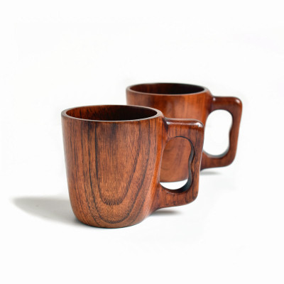 Factory Direct Sales Jujube Wood Solid Wood Mug with Handle Beer Steins