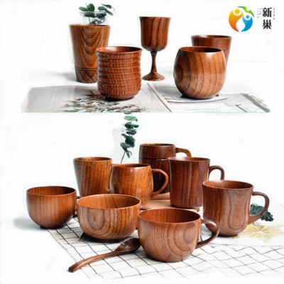 Factory Supply Creative Japanese Style Jujube Wood Cup Insulated Tea Cup Wooden Coffee Cup Drinking Cup in Stock Wholesale