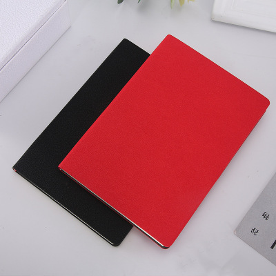 A5 Soft Leather Flat Notepad Business Custom Logo Office Diary Frosted Notebook Hand Account Thickened