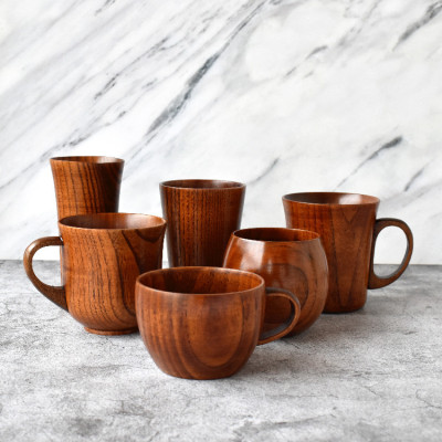 Factory Direct Sales Anti-Scald Environmental Protection Tea Cup Whole Wood Digging Creative Cup Large Capacity Wine Glass in Stock Wholesale Customized