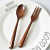 New Arrival Creative Triangle Handle Spoon Fork Two-Piece Set Simple Wooden Spoon Wooden Fork Tableware Household Tableware