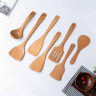 Beech Cooking Spatula Set Kitchen Non-Stick Pan Shovel Wooden Kitchenware Wooden Turner Wooden Spoon Meal Spoon Factory Wholesale