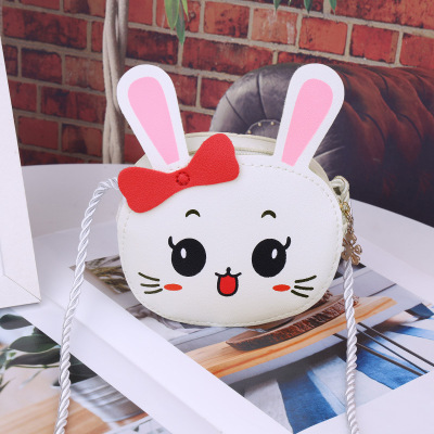 2021 New Cute Cartoon Coin Purse Messenger Bag Princess Accessories Little Girl Rabbit round Coin Purse Wholesale