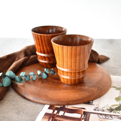 Wooden Cup Tumbler Water Cup Creative Tea Cup Milky Tea Cup Coffee Cup Milk Cup Linear Non-Slip Cup