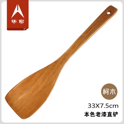 Factory Direct Sales Natural Natural Old Wooden Tableware Corwood Straight Shovel Non-Stick Pan with Long Handle Wooden Turner Wholesale