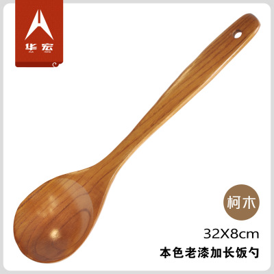 Creative Korean-Style Cormu Lengthened Meal Spoon Natural Color Old Paint Soup Spoon Long Handle Cooking Spoon 32cm Foreign Trade Original Order