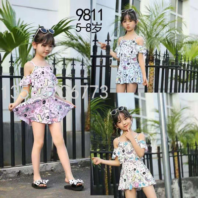 5-8 Years Old Girls' One-Piece Swimsuit Toddler Children Teens Color Cute Princess Dress Swimsuit Factory Direct Supply